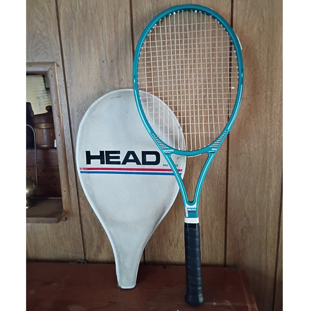 Vintage HEAD Graphite Pro Tennis Racquet Teal 4 1/2 Grip 18x20 With Case